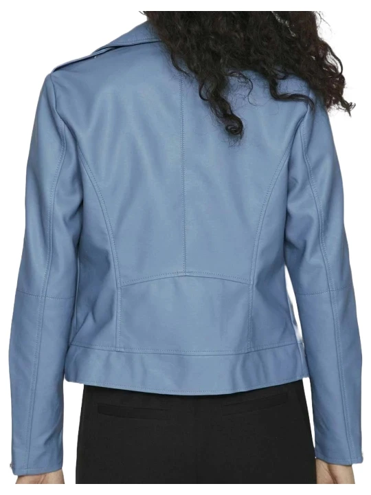 Best Light Blue Leather Moto Jacket