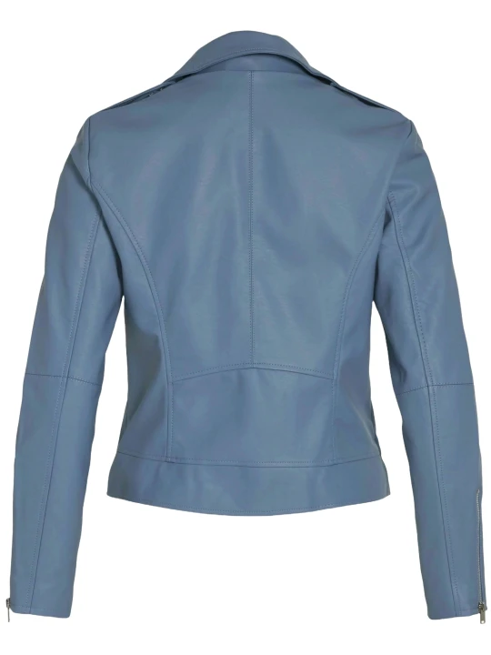 Best Light Blue Leather Moto Jacket