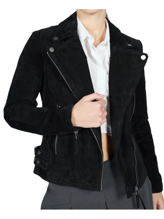 Black Suede Moto Leather Jacket