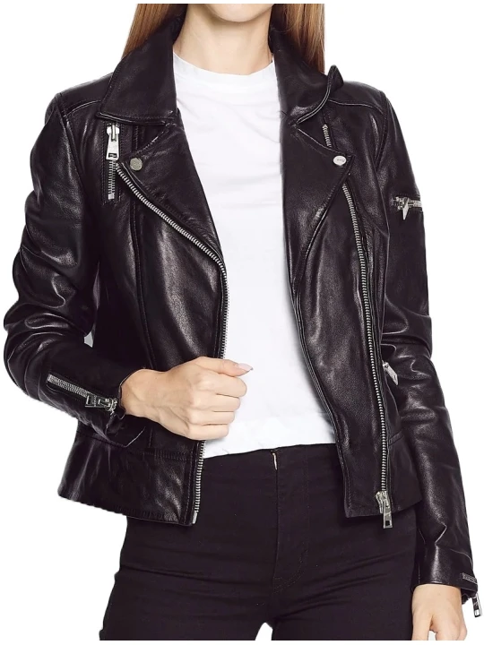 Classic Black Biker Leather Jacket