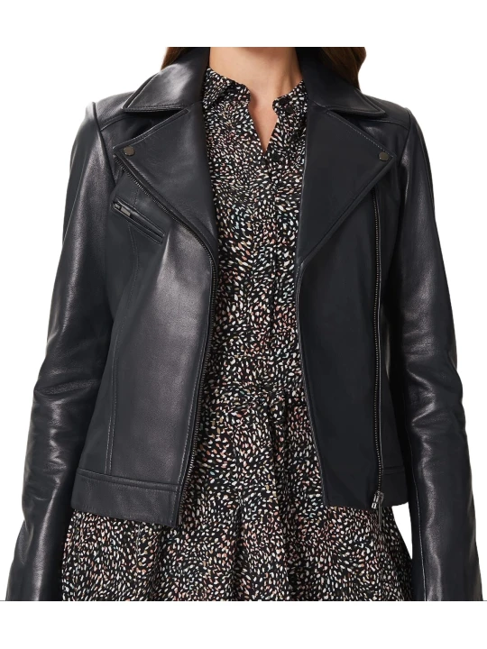 Sheepskin Black Leather Motorcycle Jacket