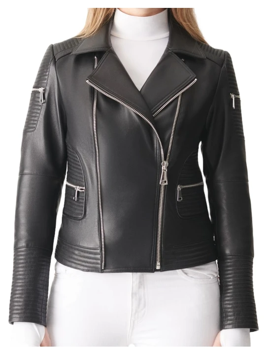 Double Breast Leather Moto Jacket