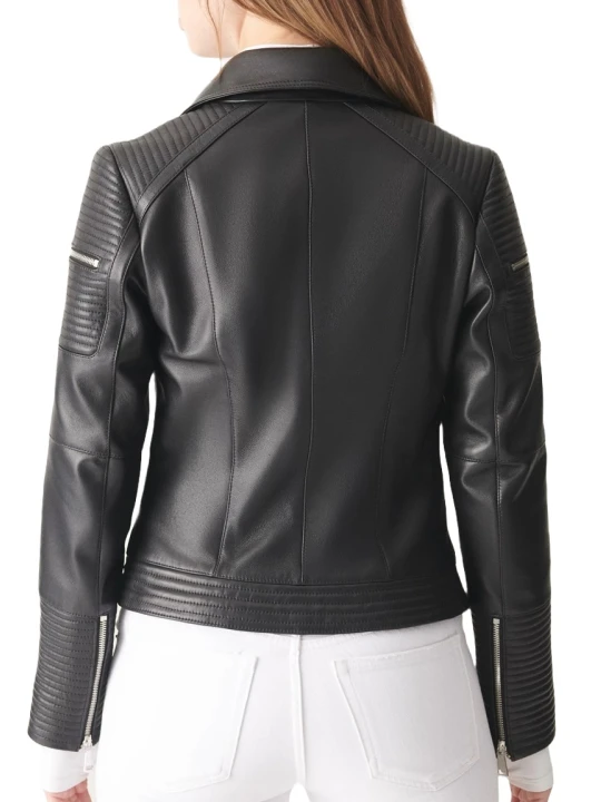 Double Breast Leather Moto Jacket