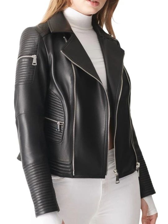 Double Breast Leather Moto Jacket