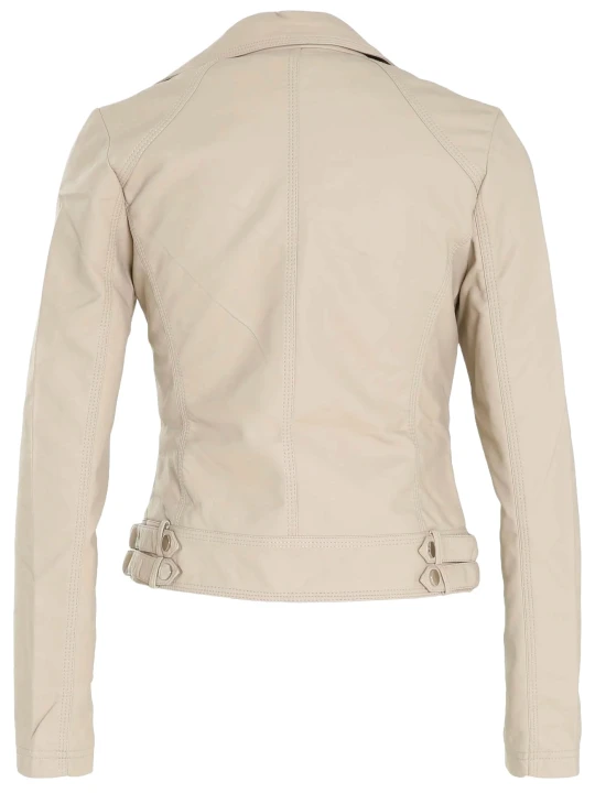 Fit Cream Leather Jacket