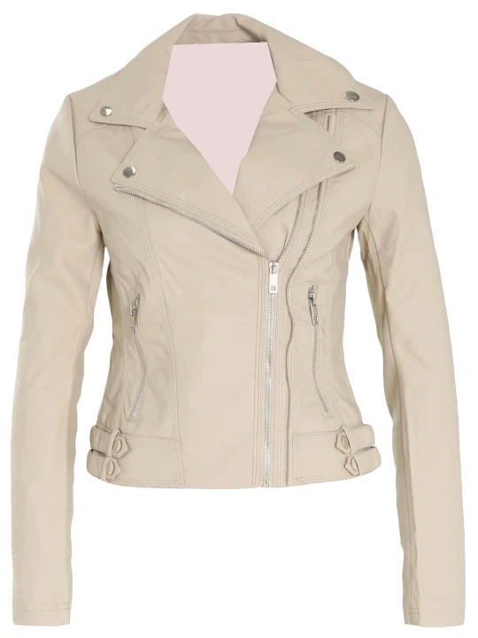 Fit Cream Leather Jacket