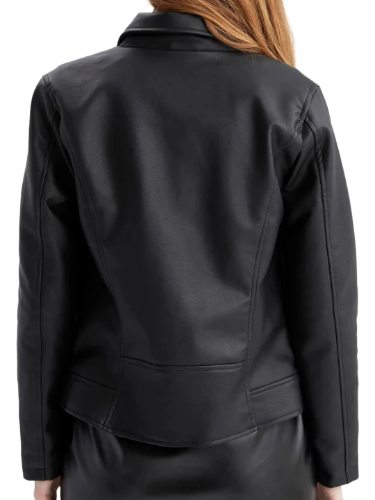Front Zip Black Moto leather Jacket