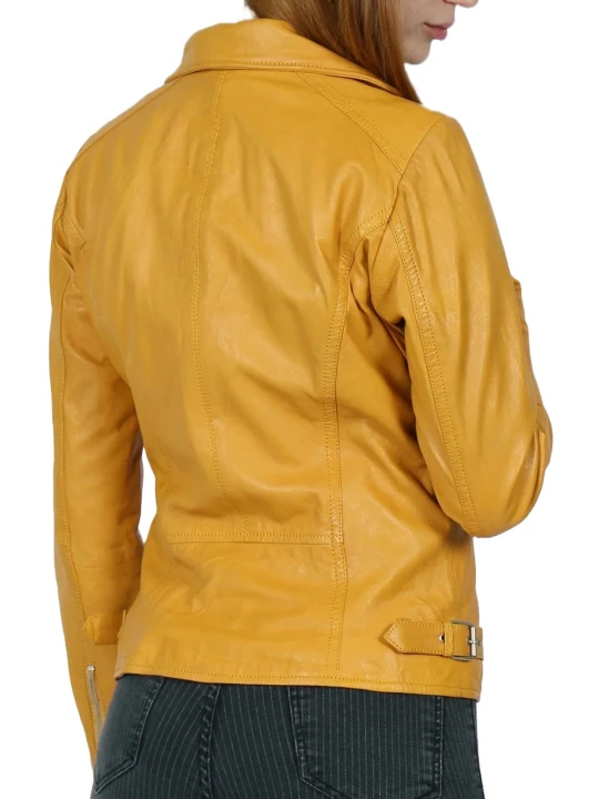 Leather Moto Jacket Yellow