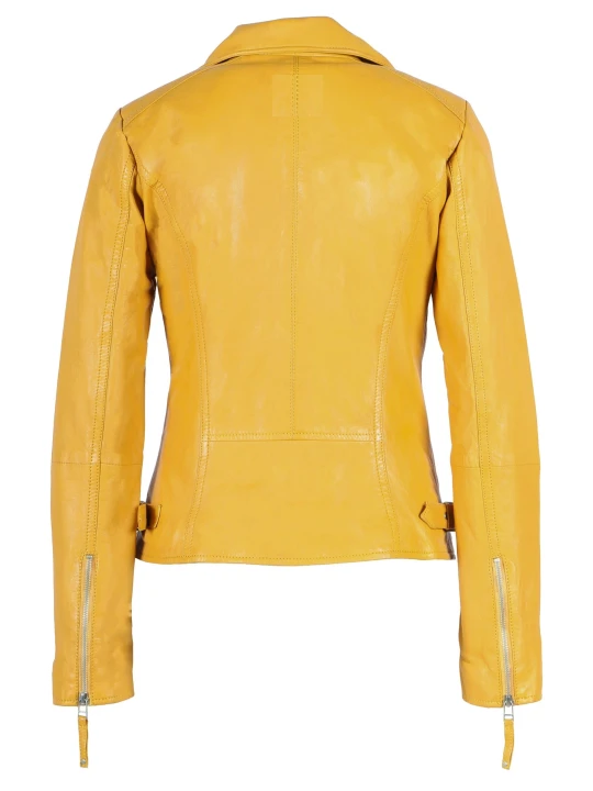 Leather Moto Jacket Yellow