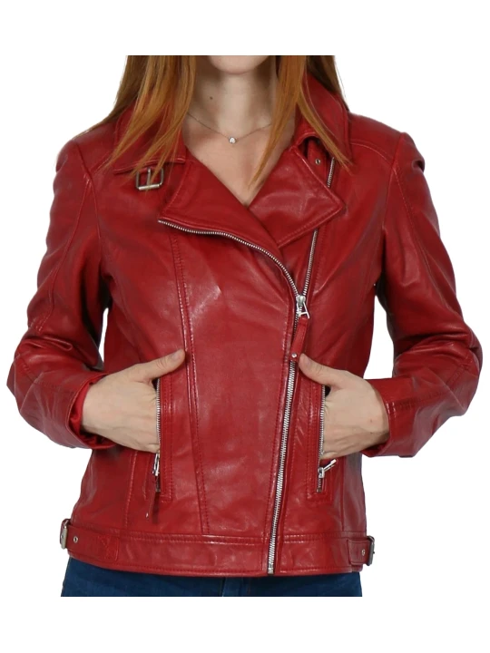 Leather Red Biker Jacket