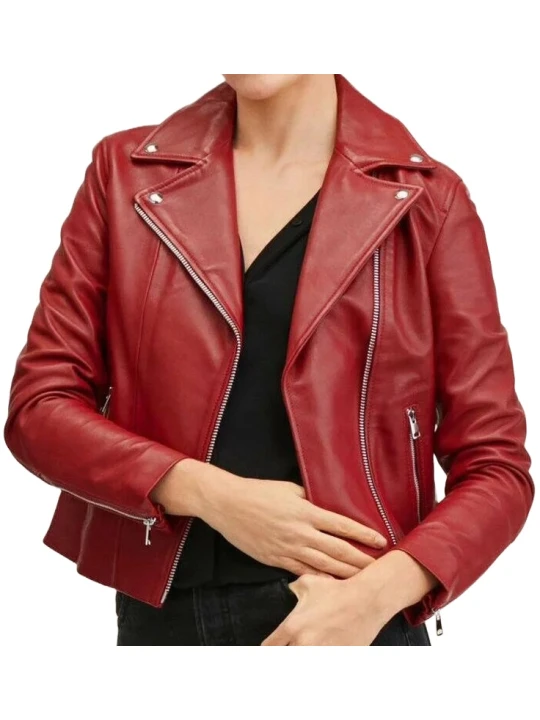 Burgundy Leather Motorcycle Jacket