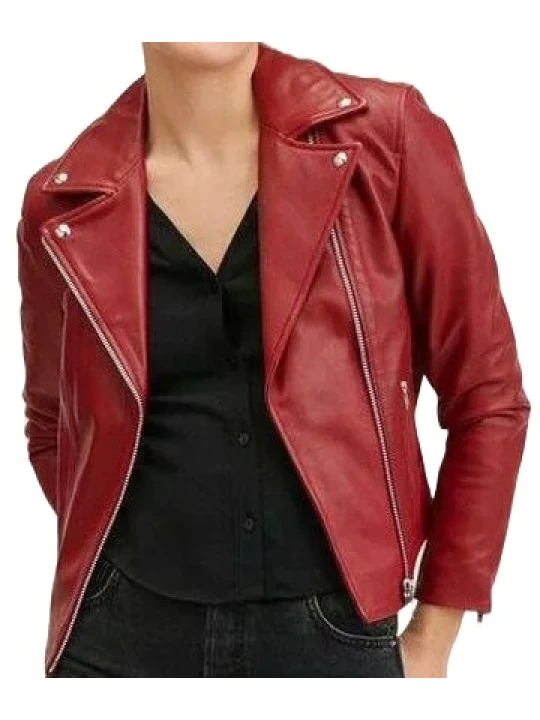 Burgundy Leather Motorcycle Jacket