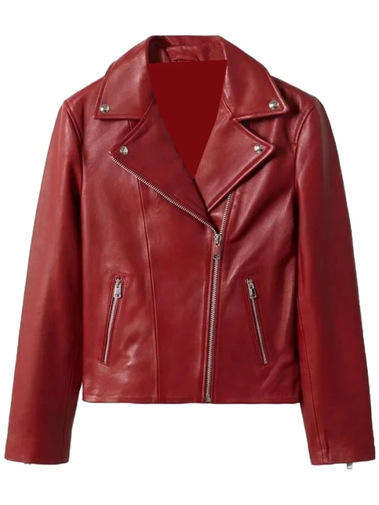Burgundy Leather Motorcycle Jacket