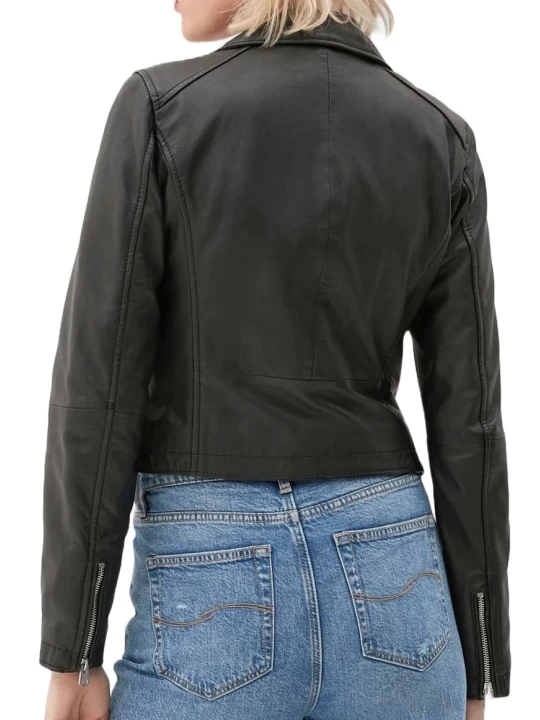 Side Zip Black Leather Moto Jacket