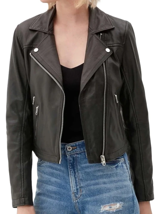 Side Zip Black Leather Moto Jacket