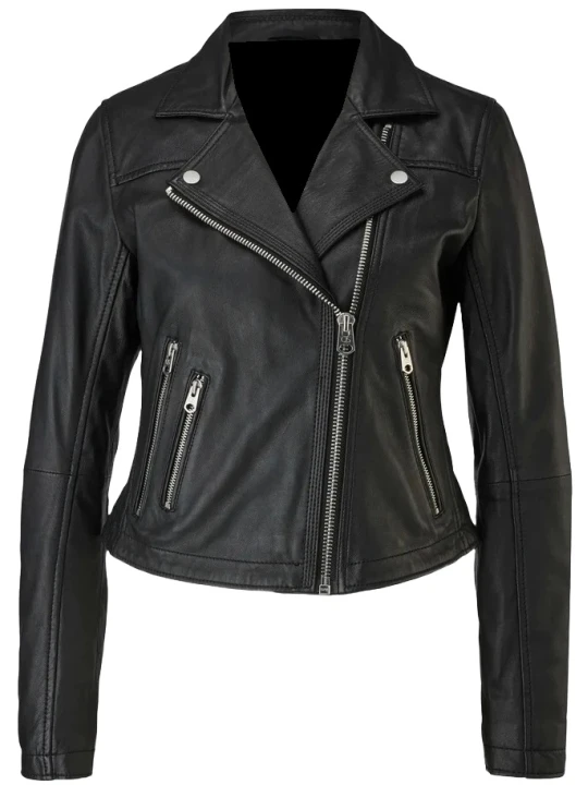 Side Zip Black Leather Moto Jacket