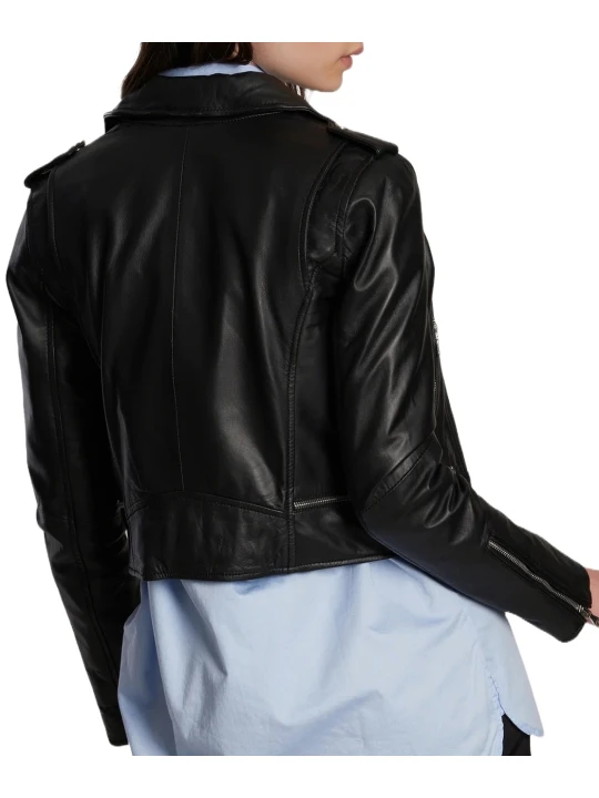 Slim Fit Black Leather Racer Jacket