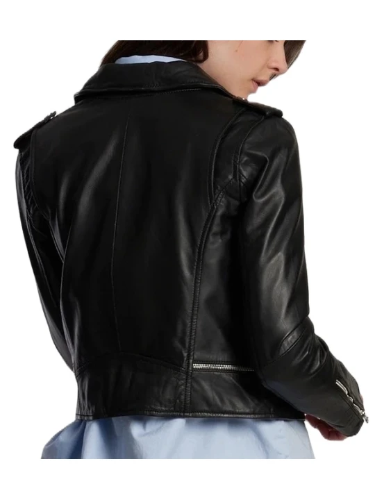Slim Fit Black Leather Racer Jacket