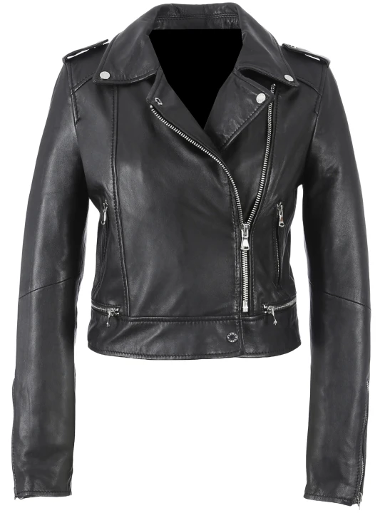 Slim Fit Black Leather Racer Jacket