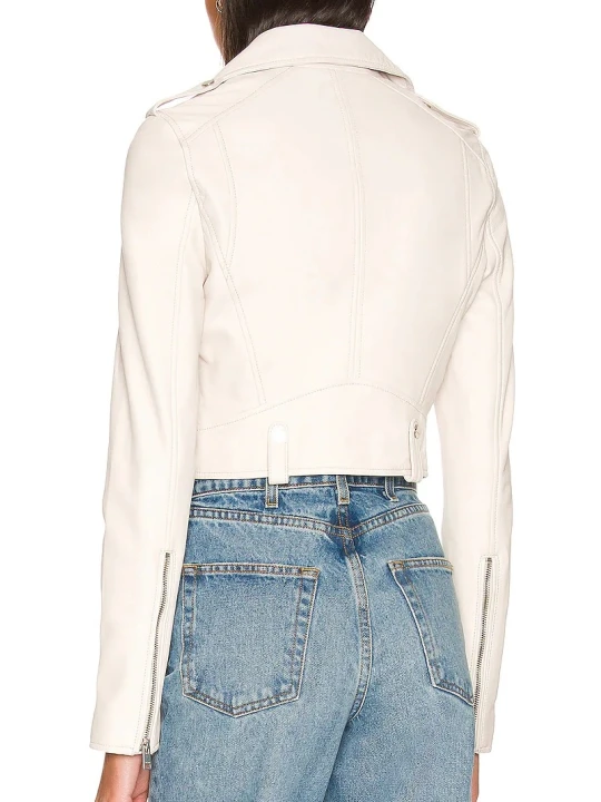 Stylish White Leather Biker Jacket