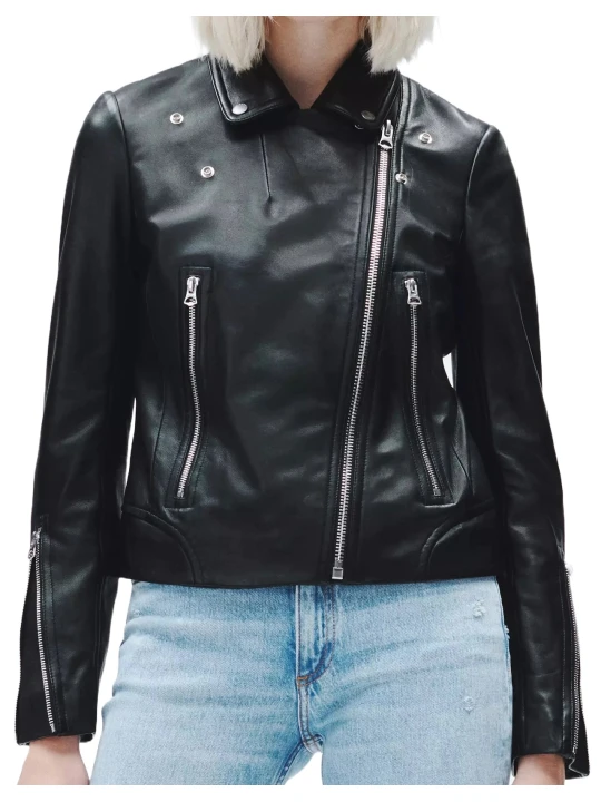 Women Leather Black Motorcycle Jacket
