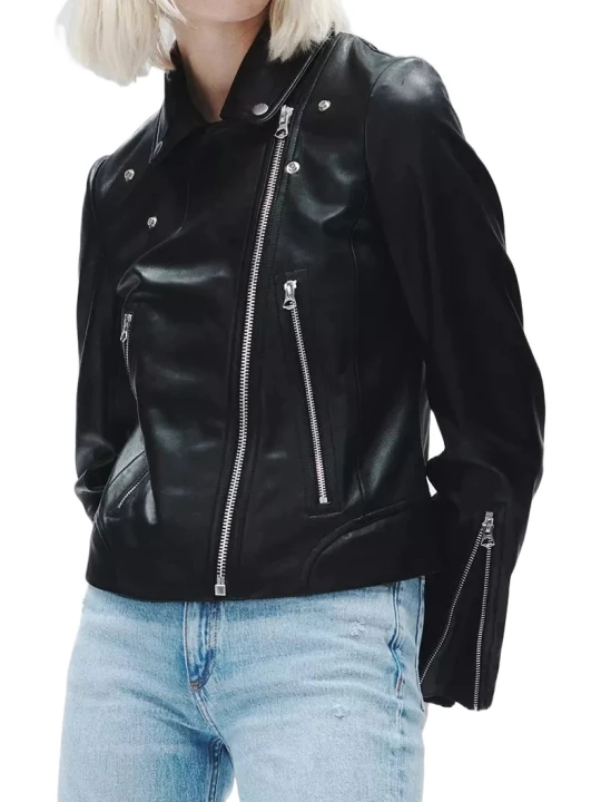 Women Leather Black Motorcycle Jacket