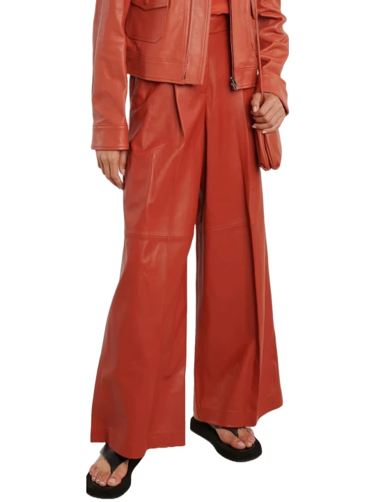 Brown leather Palazzo Pants