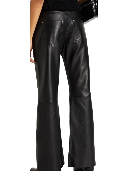 Black Flared Leather Trousers