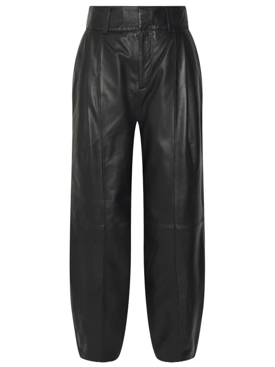 Black Leather Balloon Pants