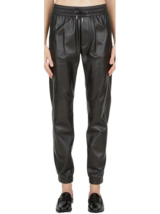 Black Leather Joggers Women