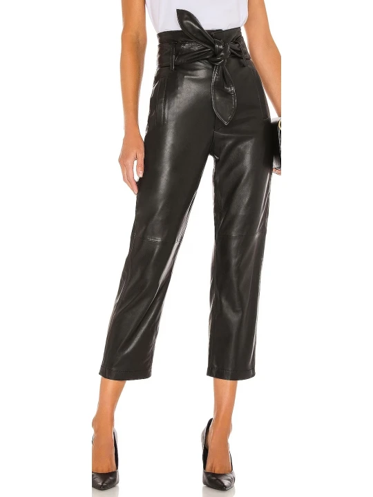 Black Micro Leather Pants