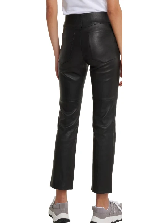 Black Mid Rise Bootcut Leather Pants Black Mid Rise Bootcut Leather Pants