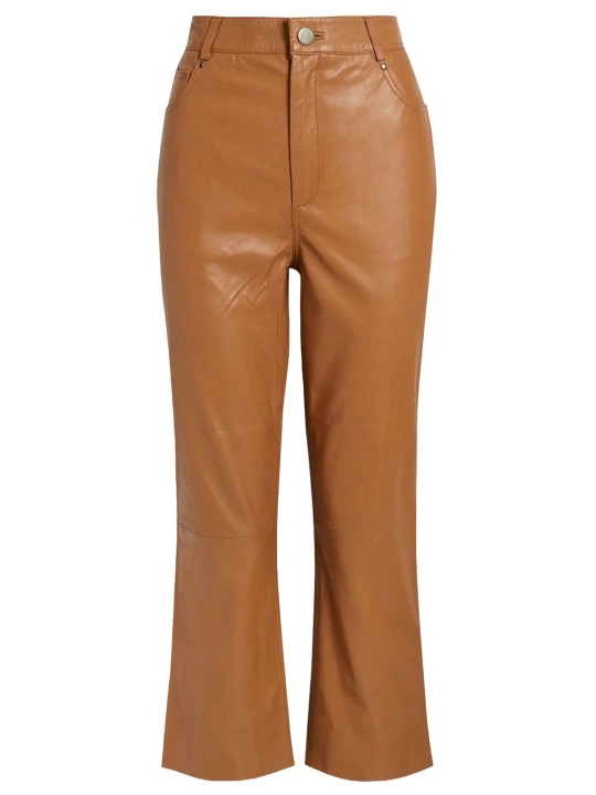 Cropped Camel Leather Pants
