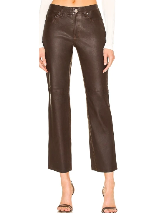 Brown Leather Capris Pants