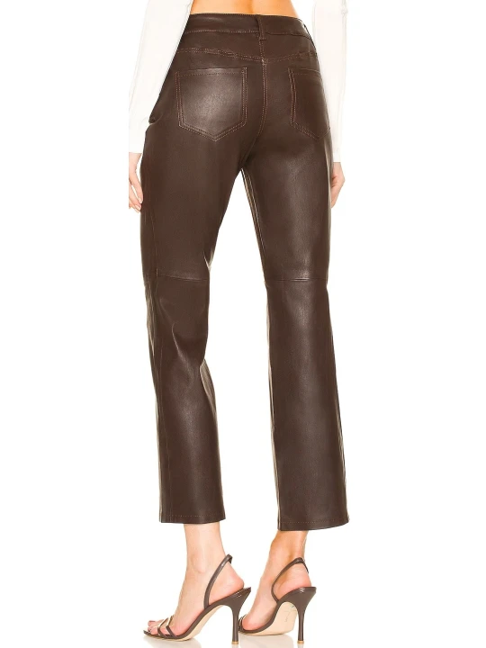 Brown Leather Capris Pants