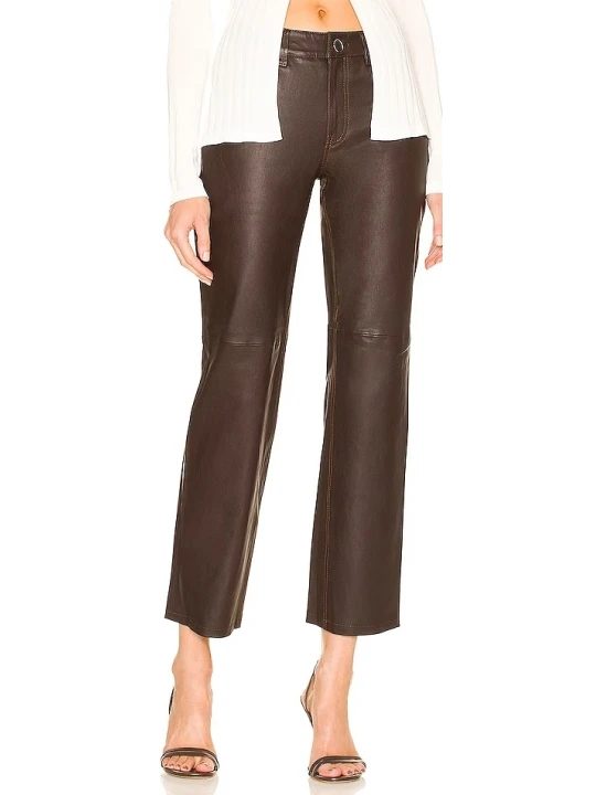 Brown Leather Capris Pants