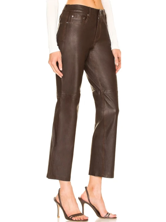 Brown Leather Capris Pants