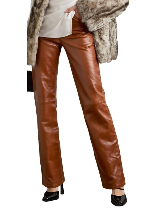 Brown Leather Loose Pants