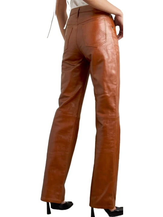 Brown Leather Loose Pants