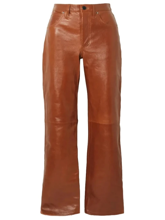 Brown Leather Loose Pants