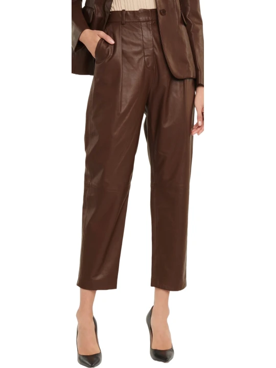  Brown Leather Low Rise Pants