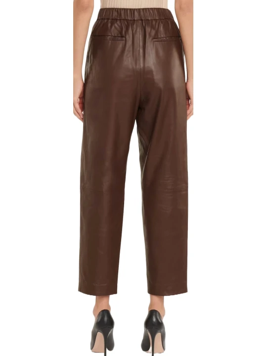  Brown Leather Low Rise Pants