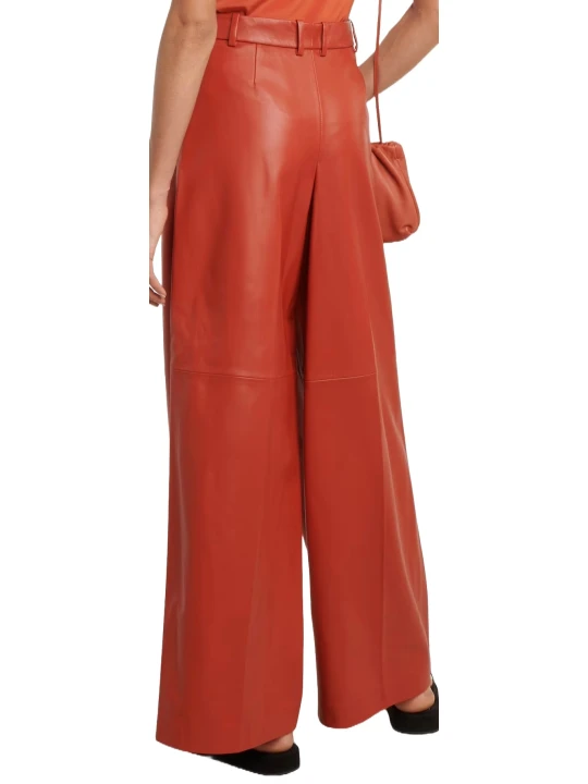 Brown leather Palazzo Pants
