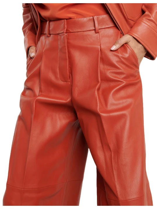 Brown leather Palazzo Pants