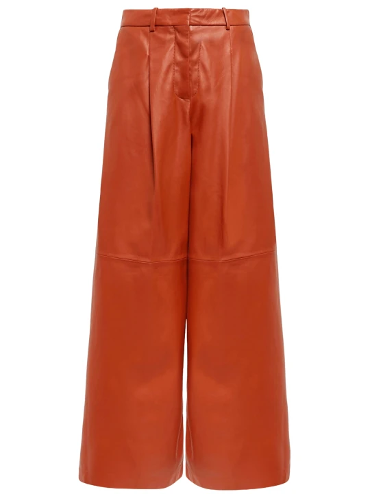 Brown leather Palazzo Pants