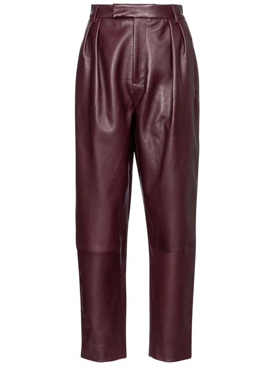 Burgundy Relaxed Leather Pants