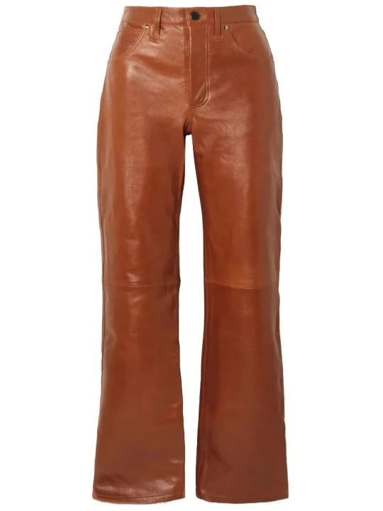 Camel Leather Straight Leg Pants Camel Leather Straight Leg Pants