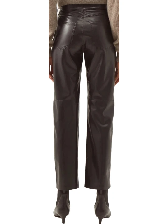 Dark Brown Leather Fitted Pant