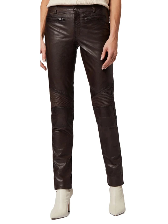 Female Dark Brown Leather Trousers