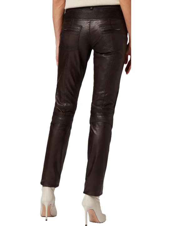 Female Dark Brown Leather Trousers
